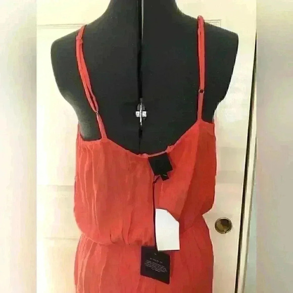 BOBEAU spring summer salmon orange tropical maxi dress women LARGE - Picture 6 of 10